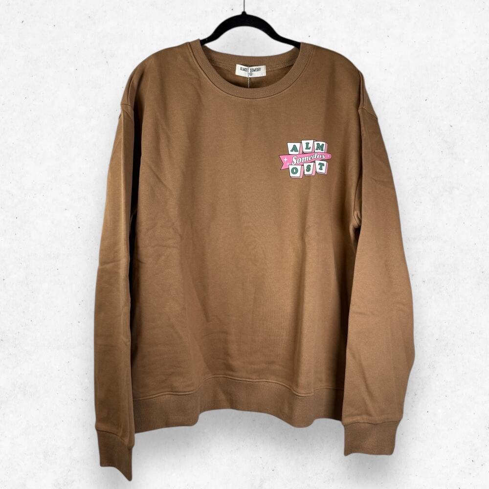 Almost Someday Retro Crewneck Brown Men's Size 2XL 100% Cotton